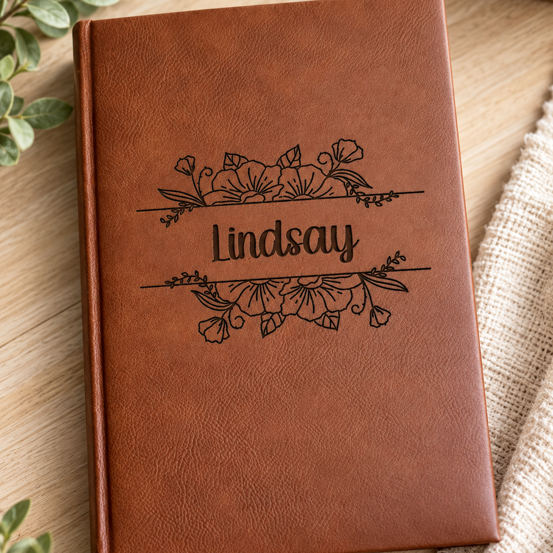 Personalized Floral Leatherette Journal