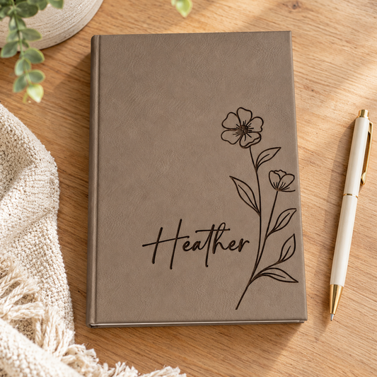 Name Floral Leatherette Journal
