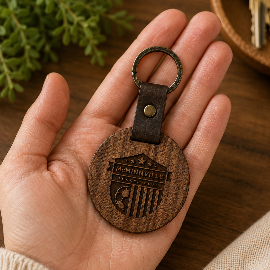 MSC Circle Wood Keychain