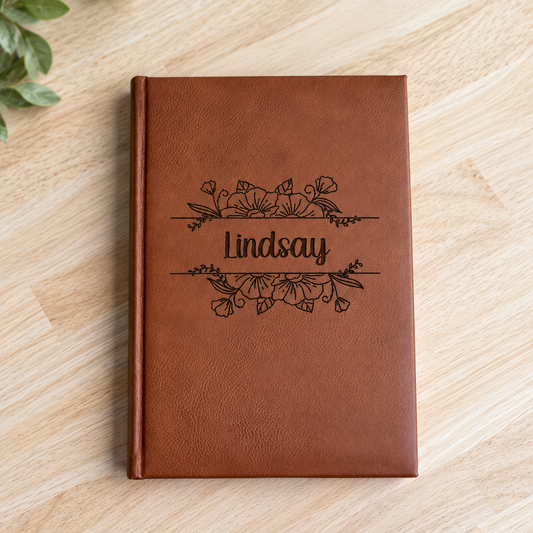 Personalized Floral Leatherette Journal