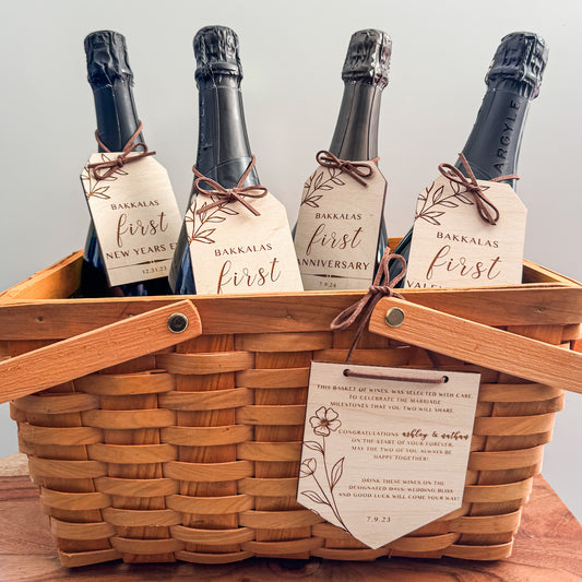 Wedding Gift - Wine Basket Tag Set